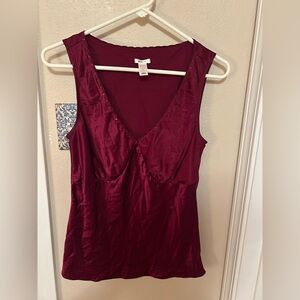 Elegant Burgundy Satin Top